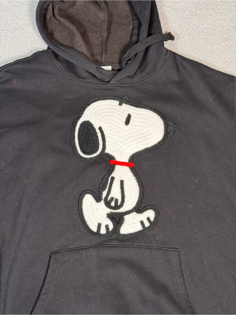 Peanuts Snoopy embroidered black hoodie sweatshirt XL classic - Picture 2 of 10